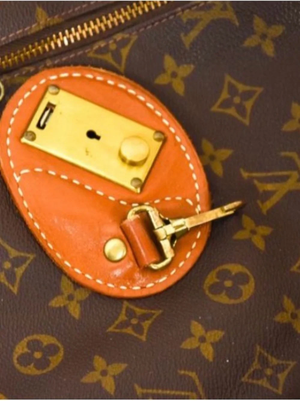 Louis Vuitton Monogram Suitcase and Garment bag in Brown and Tan Trim